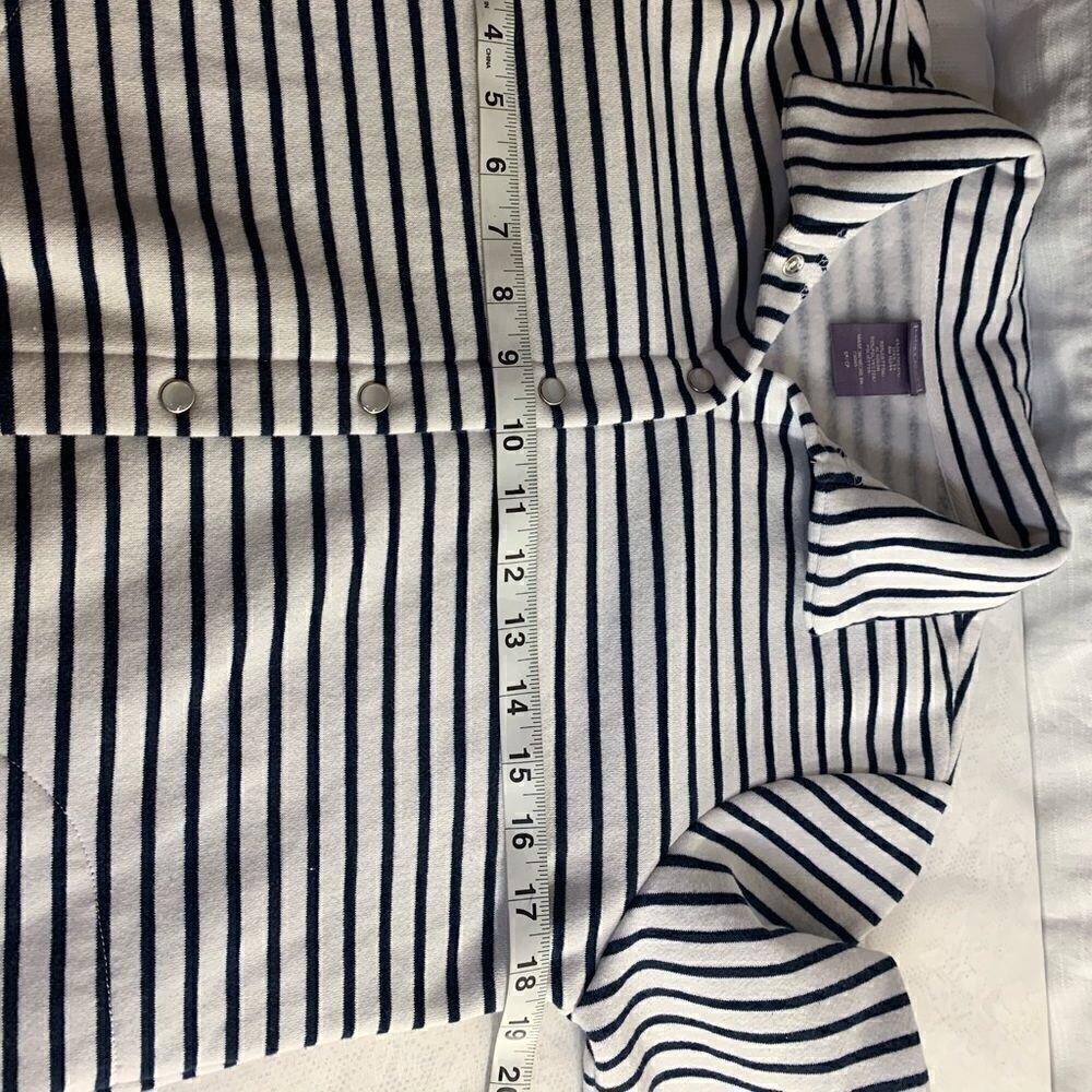 Laura Scott snap button-up striped cardigan sweater size small petite - Picture 3 of 9
